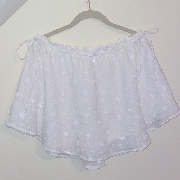 NWOT Aerie Side Tie High Rise Eyelet Mini Skirt in White American Eagle - Picture 5 of 7